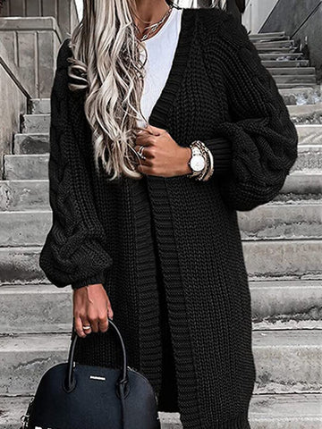 Airchics cardigan en grosse maille unicolore manches longues femme oversized